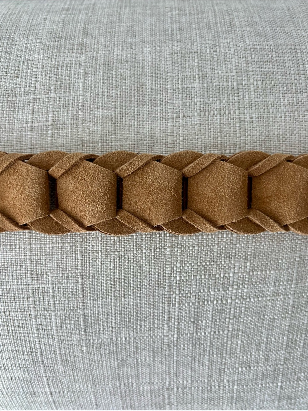 House of Harlow 1960 Braided Tan Suede Belt with Gold Buckle - Picture 6 of 9